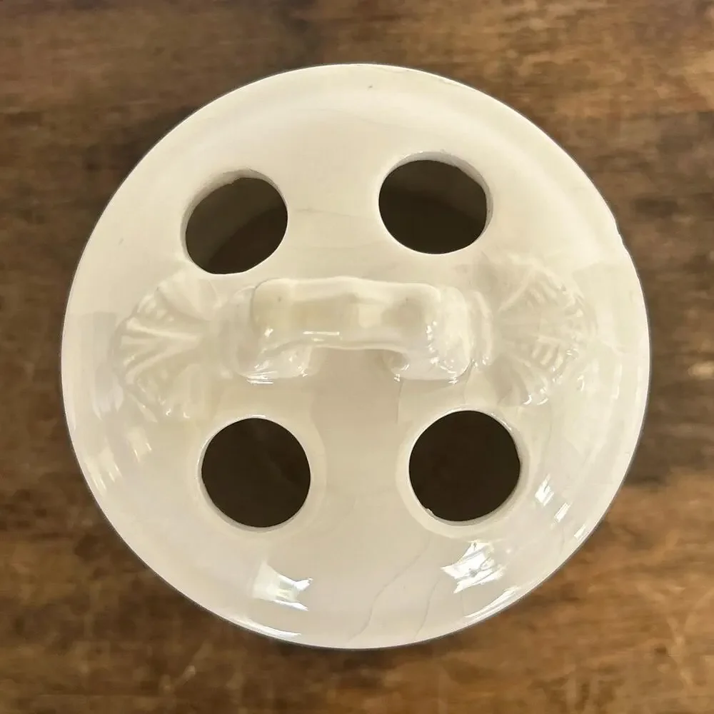 Shabby Chic White Ceramic Toothbrush Holder, Vintage Bathroom Accessories Decor